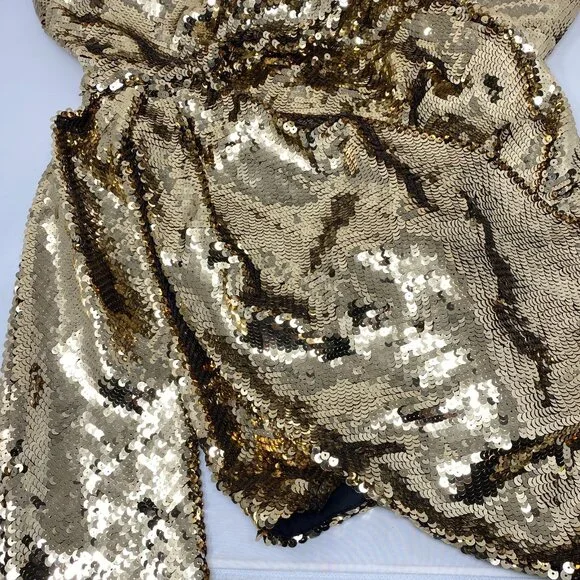 Nadine Merabi Celina Gold Sequin Dress Medium - Picture 12 of 15